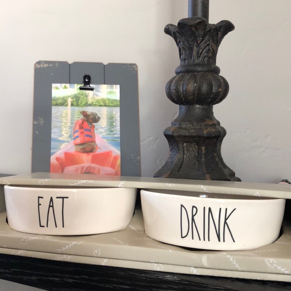 BOGO NIB Rae Dunn Set of Small Pet Bowls EAT DRINK
